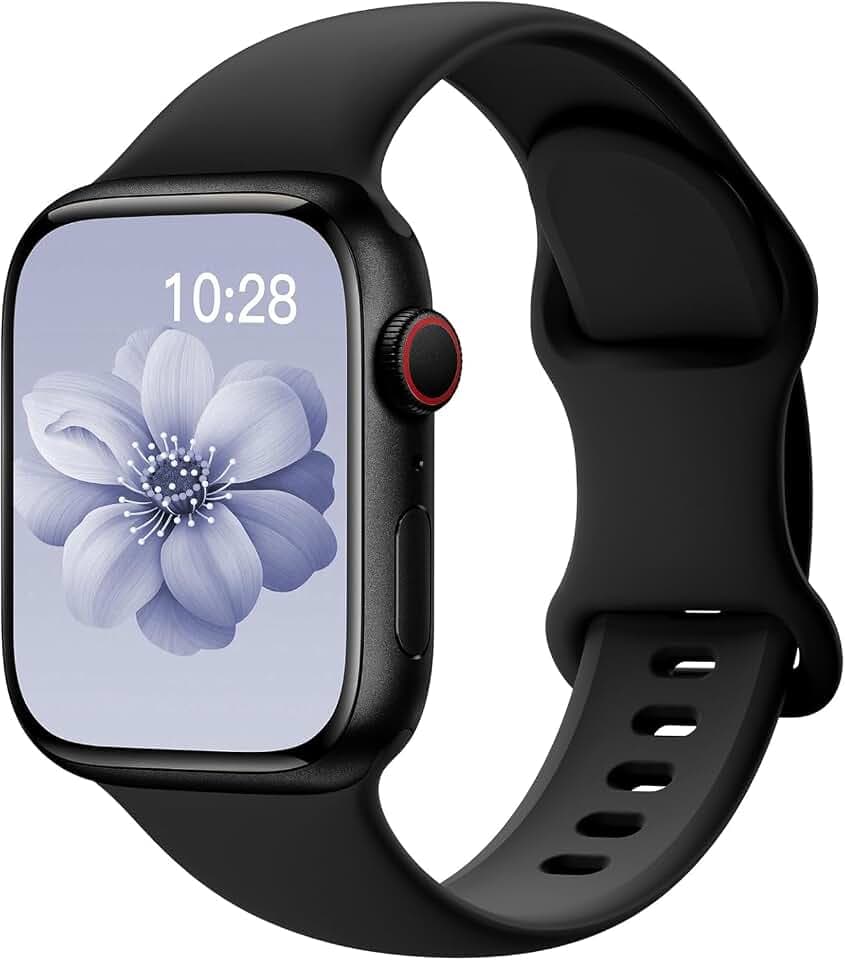 Sport Silicone Band Compatible with Apple Watch, Adjustable, Soft Rubber