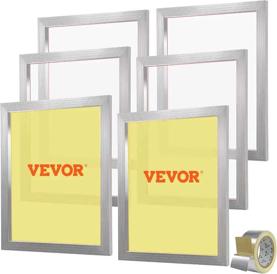 VEVOR 6 Stk. Aluminiumlegierung Siebrahmen Siebdruckpresse 50,8 x 61 cm, Siebdruckmaschine Zubehör 110 Mesh, Säureresistenz & nicht Verformbar für Kissenbezügen, Stoffen, Papier, Kopierpapier usw.