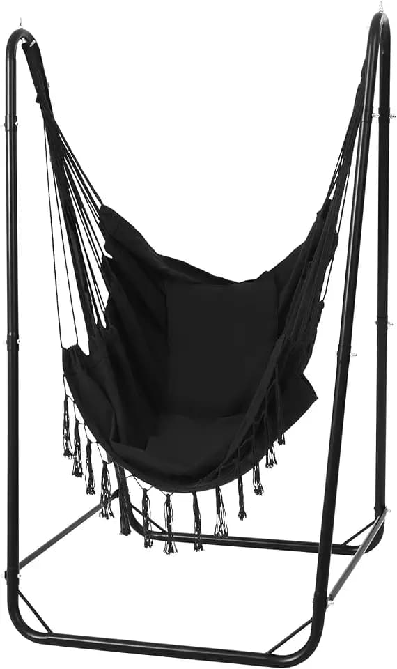 Hammock Chair with Stand, 220 lbs Capacity, with Hammock Chair,Black