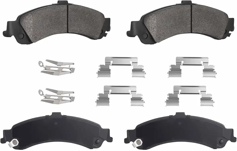 Rear Semi-metallic Brake Pads Fit for 01-06 Silverado/Sierra 1500(Dual Piston Caliper), for Tahoe Suburban 1500 Yukon Yukon XL 1500 00-06, for Cadillac Escalade, Avalanche 1500 2002-2006-4PCS