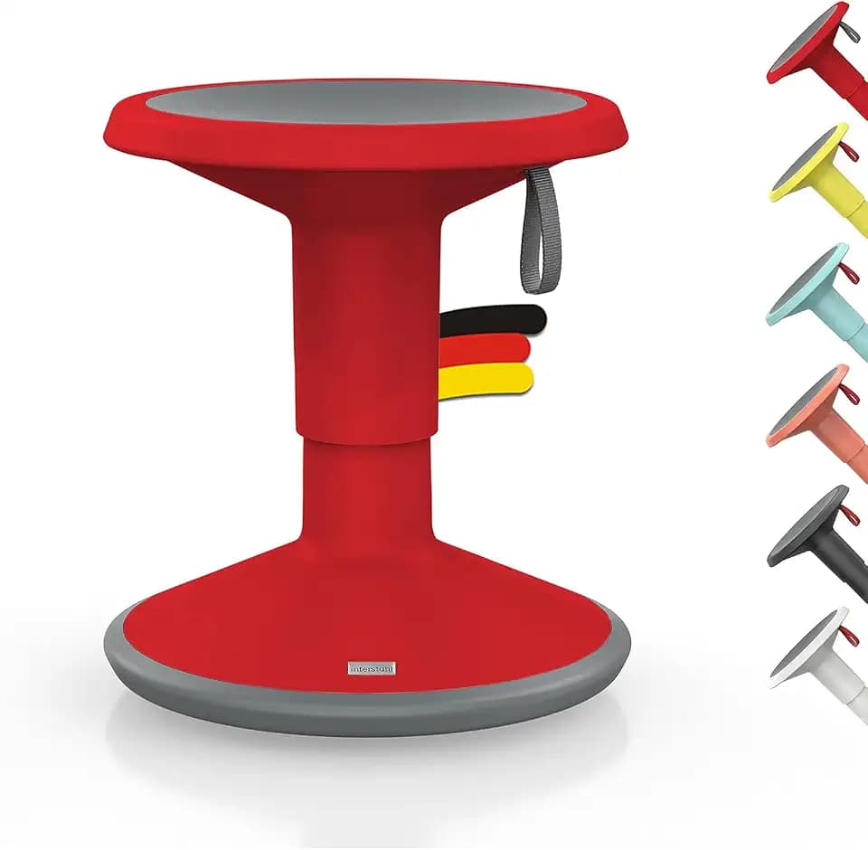 Interstuhl UPis1 - ergonomischer Sitzhocker mit Schwingeffekt - höhenverstellbar - Hocker mit rutschhemmender Standfläche & Kippschutz - Bürohocker (Rot, UP Junior)