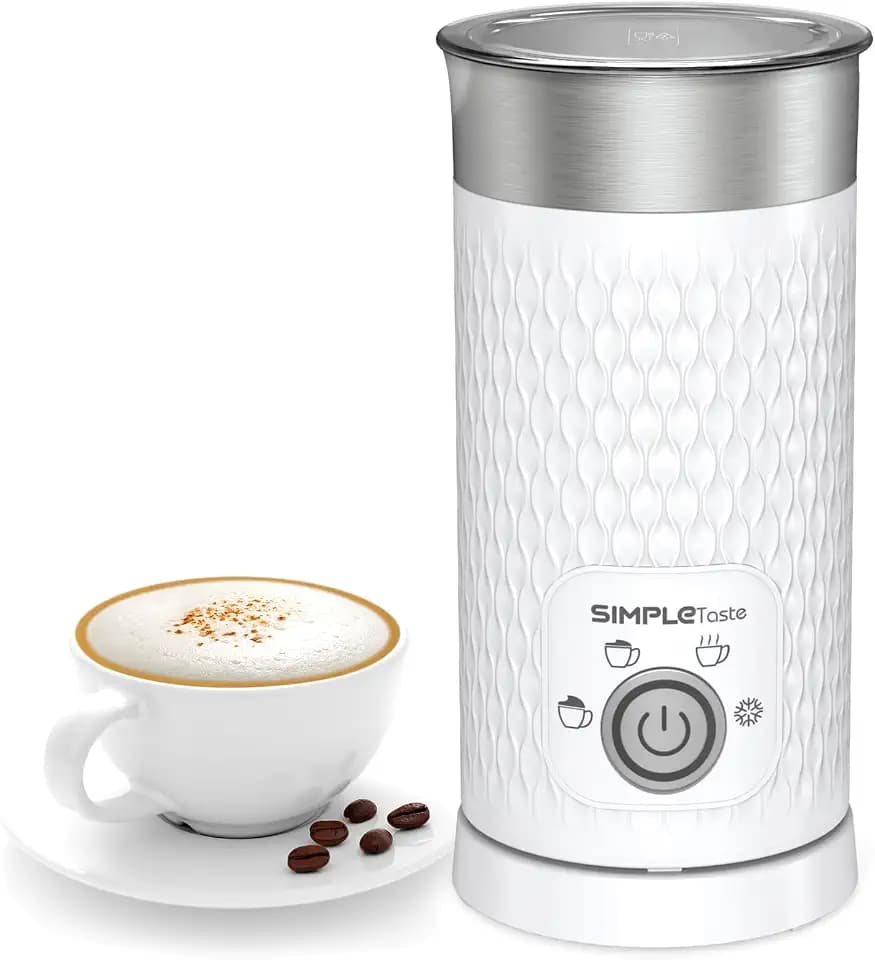 SIMPLETASTE Milk Frother, 4-in-1 Electric Automatic Milk Steamer
