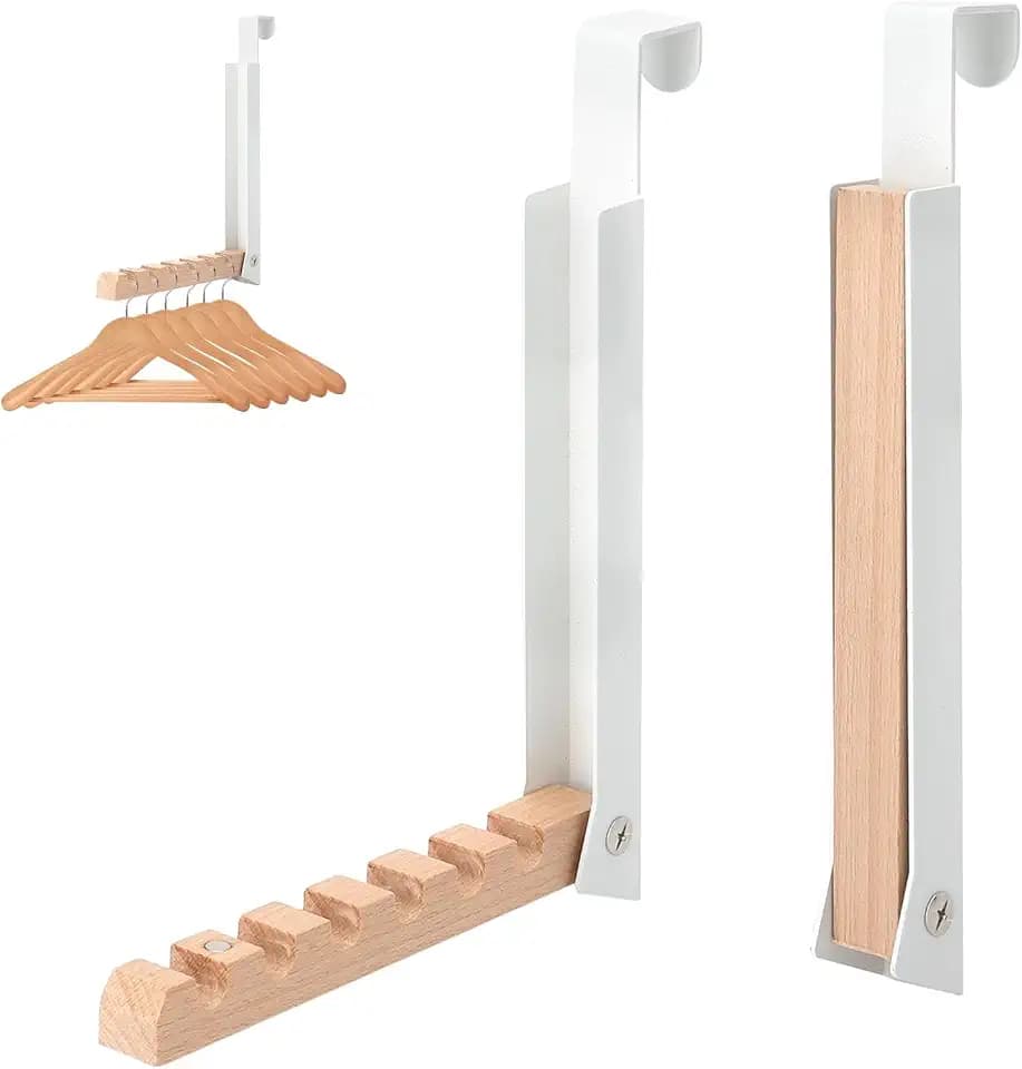 2 Stück Türgarderobe Klappbar zum Einhängen, Türhaken für 6 Kleiderbügel