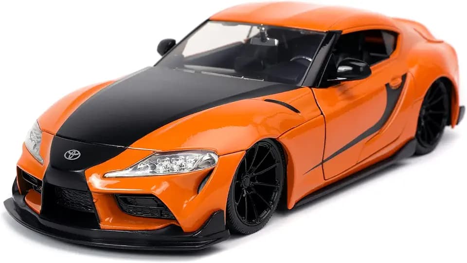 Jada Toys Fast & Furious 2020 Toyota Supra, Tuning-Modell im Maßstab 1:24, zu öffnende Türen, Motorhaube und Kofferraum, orange