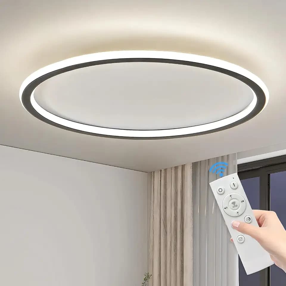 15.7 Inch Flush Mount Ceiling Light, 40-60W Round LED Ceiling Light Fixtures, Thin Modern Ceiling Lamp, Close to Ceiling Lights for Bedroom, Kitchen, Living Room, 3 Color Temperature Selectable