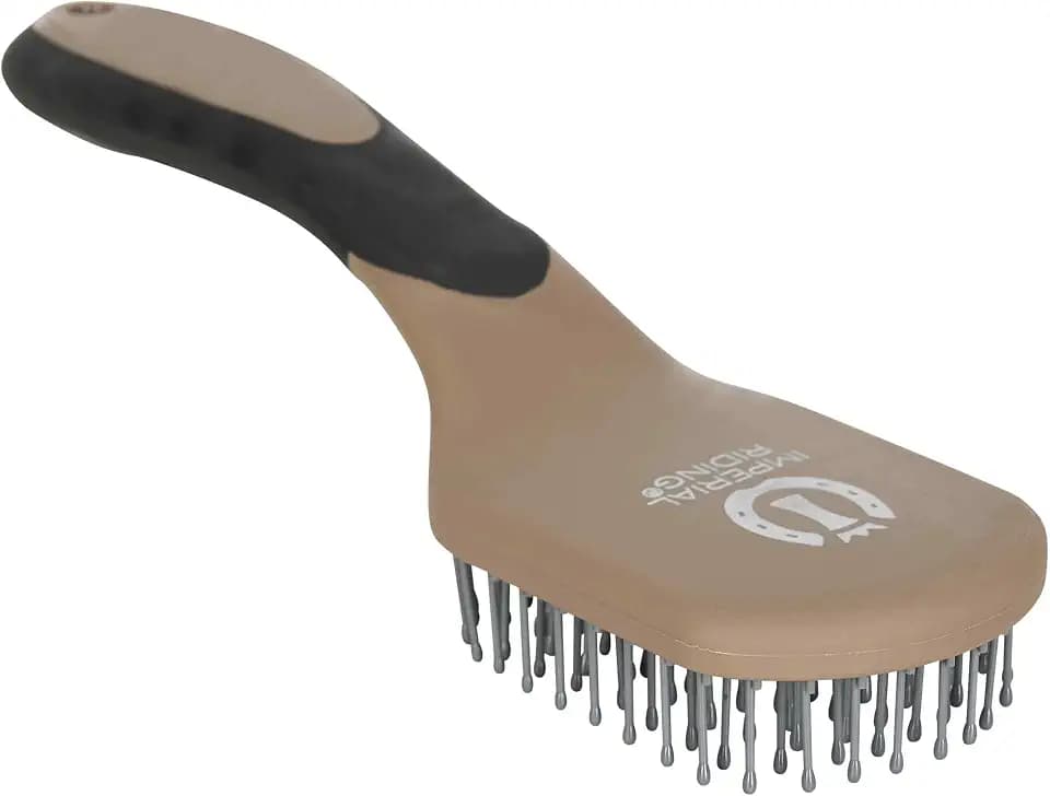 Imperial Riding Mähnen- und Schweifbürste IRH Boomerang, ergonomische Pferdebürste mit entwirrenden Borsten, schonende Pflege für Mähne und Schweif & stylischen Stall-Look, Cappuccino