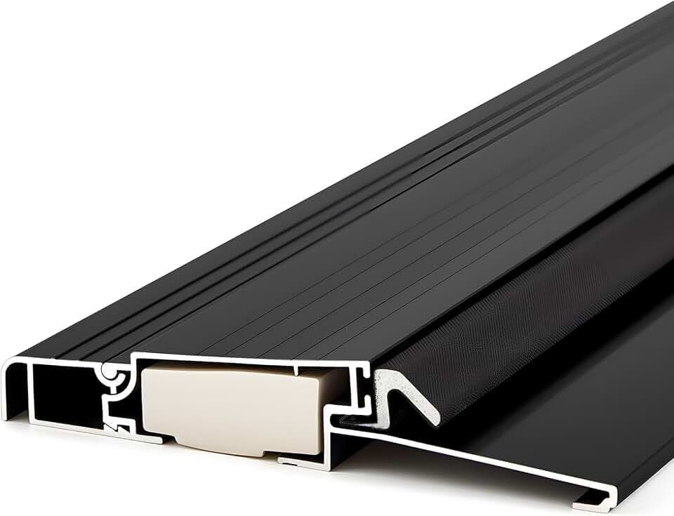 Blulu 36" Aluminum Exterior Door Threshold 5 5/8" Outdoor Swing Threshold Heavy Duty Adjustable Aluminum Door Sill Pan for Weatherproof & Easy Install for Residential/Commercial Use, Black (1 Pcs)