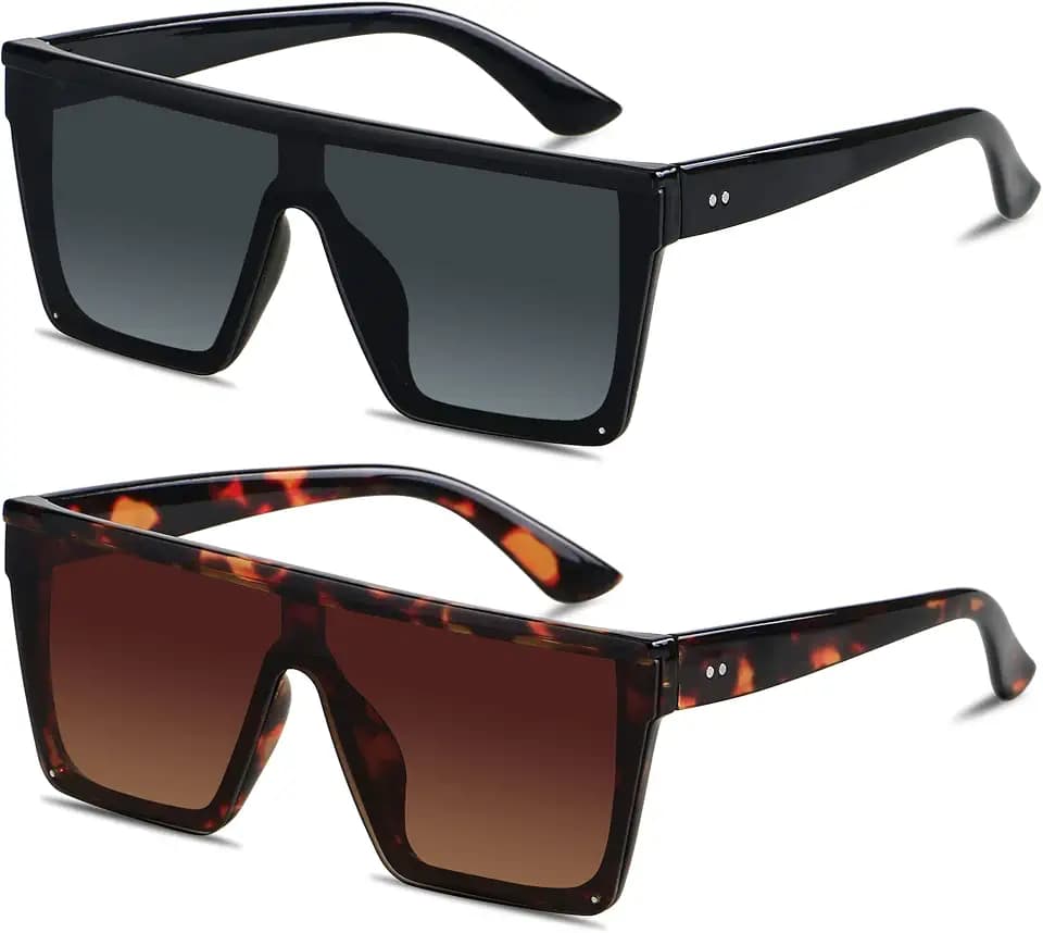 LYZOIT Square Oversized Sunglasses for Women Men Big Flat Top