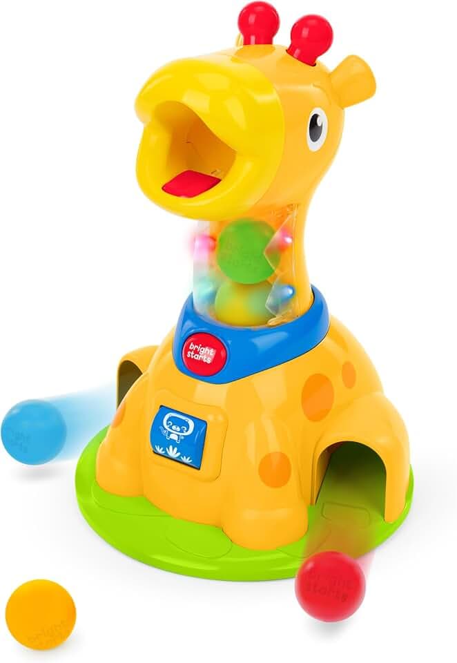 Bright Starts Spinnin’ Spots Giraffe Ballspielzeug – fördert Ursache-Wirkung-Verständnis und Feinmotorik, für 6+ Monate, Unisex, ideal zum Krabbeln, Jagen und Spielen