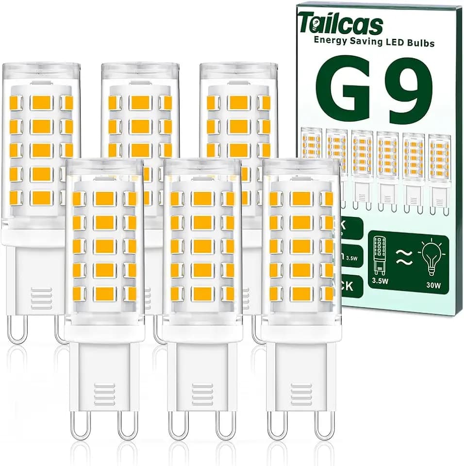 Tailcas G9 LED Warmweiß 3000 K, 3,5 W 350 lm, 6er-Pack, ersetzt 40 W Halogen