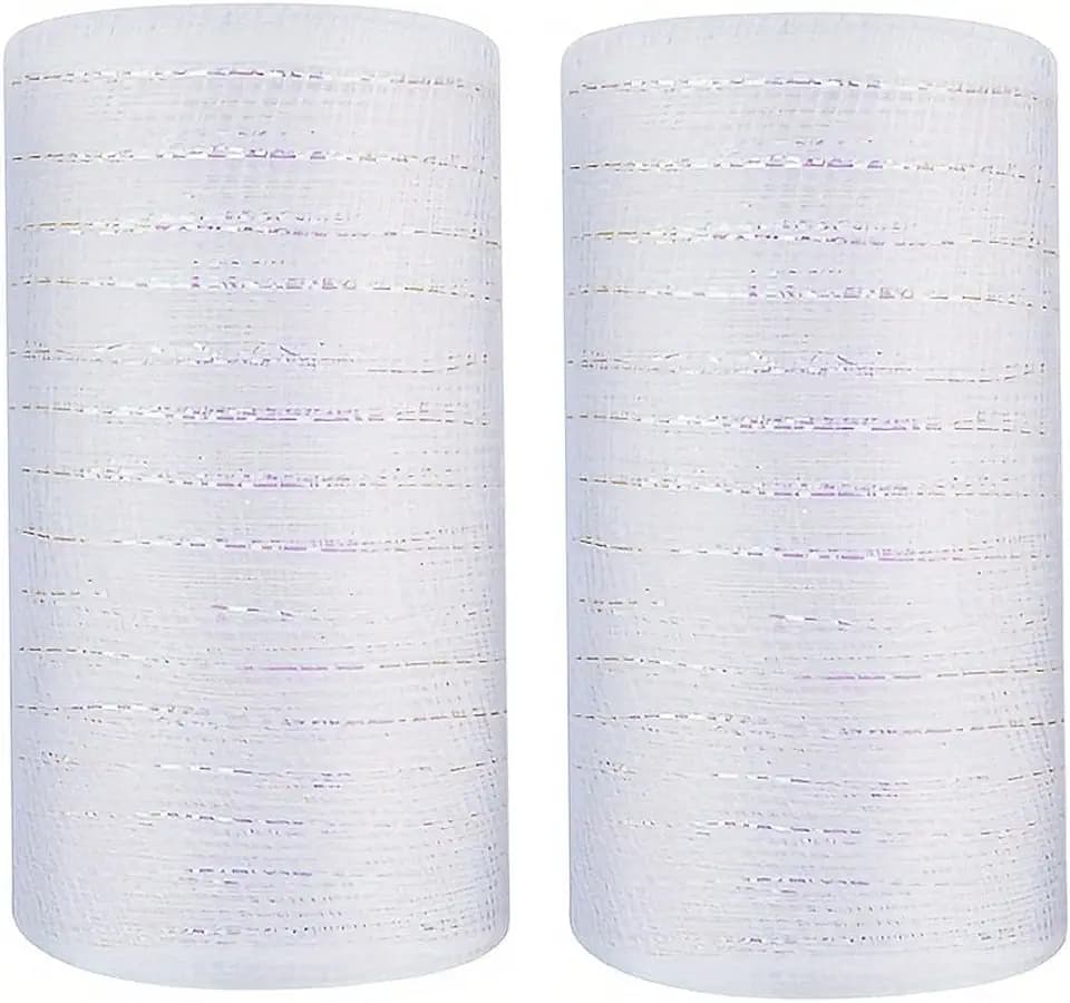 2 Rolls White Deco Mesh Ribbon for Christmas Tree Wreath Crafts