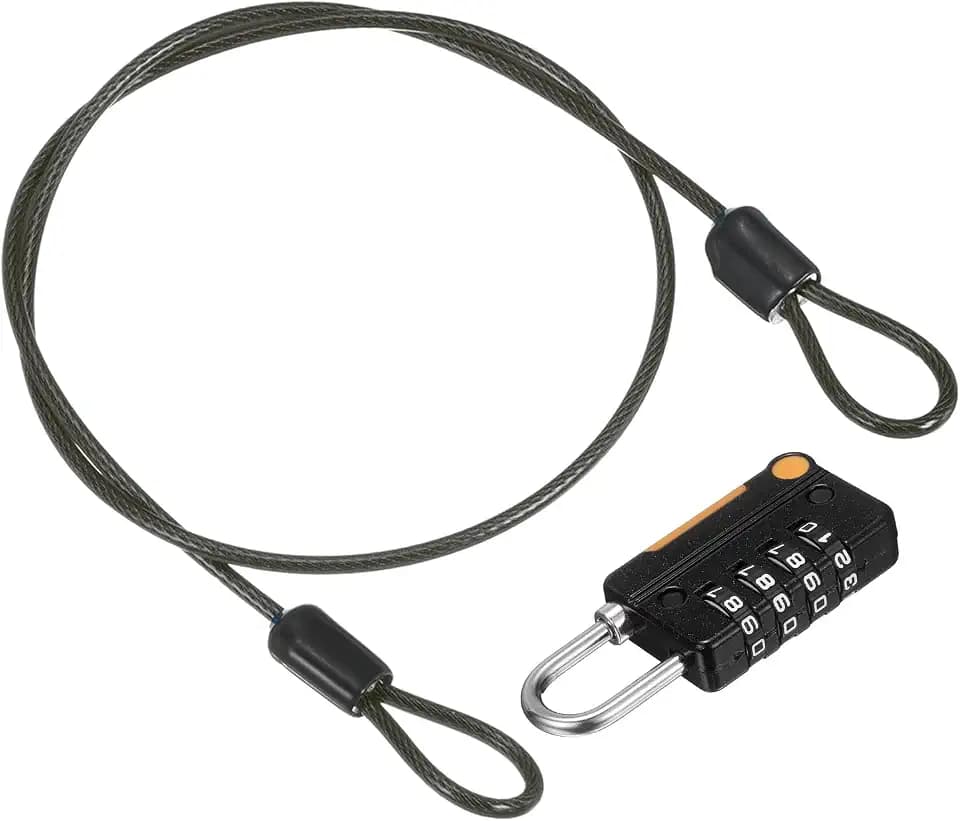 PATIKIL Security Steel Cable w/ 4 Digit Combination Lock 1.6Ft Coated Wire