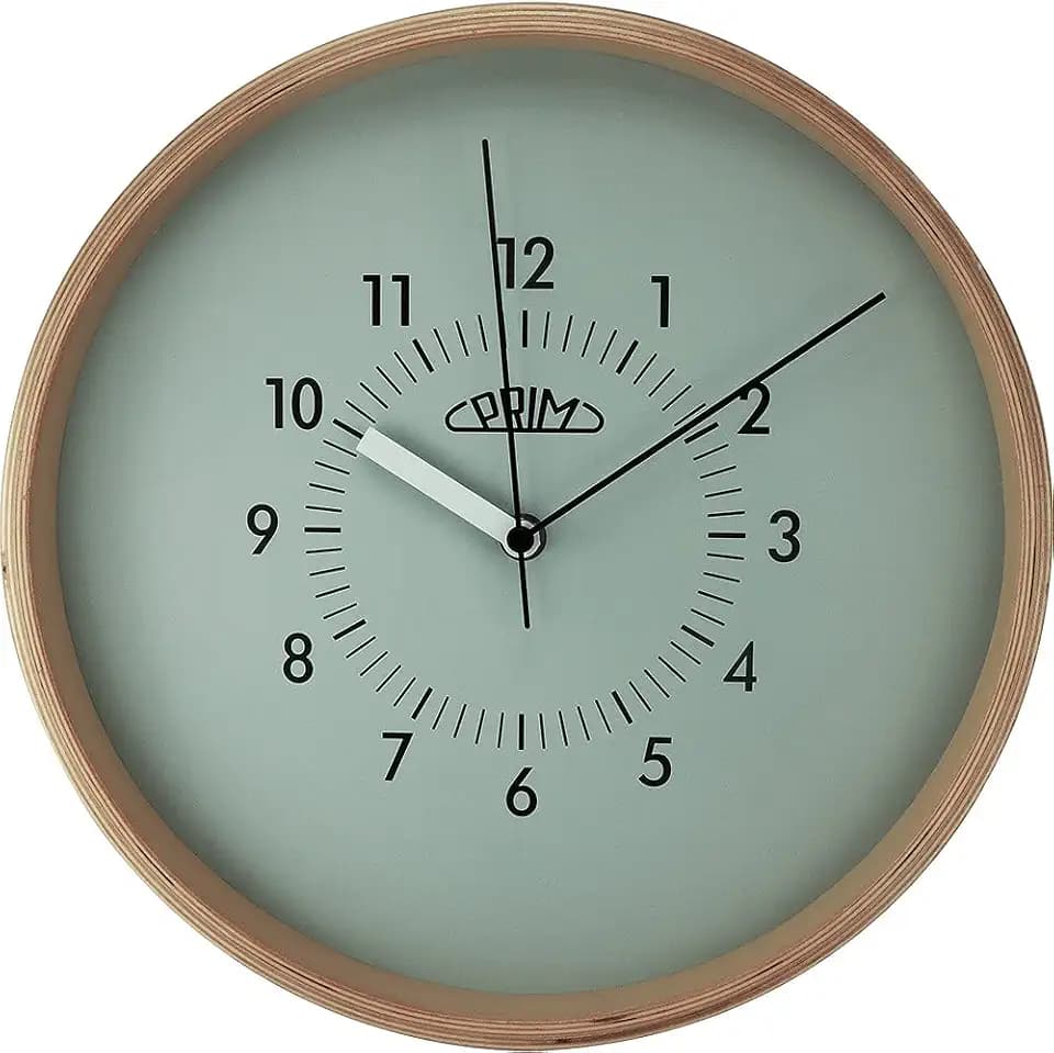 PRIM Organic Design Retrospect Wanduhr, Wood Clock, aus Holz, Zifferblatt in Grau, die Nicht stört, Schöne Holz Wanddeko für jeden Raum, Dekoration für Wohnzimmer, Schlafzimmer, Büro, Küche