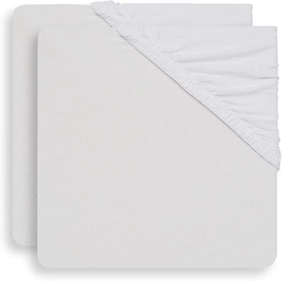 Jollein Spannbettlaken Bettlaken Jersey 40x80/90 cm - Weiß - 2 Stück