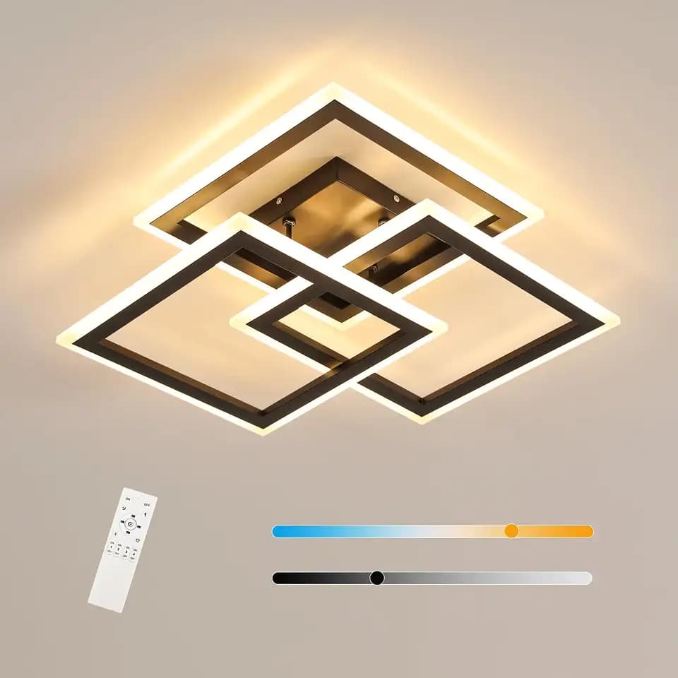 Comely Dreieckige LED-Deckenleuchte, Acryl, schwarz, stufenlos dimmbar, 47cm, 40w