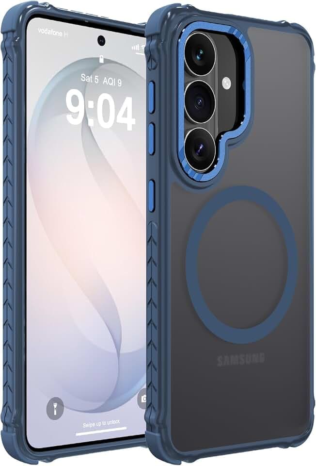 DEERLAMN Strong Magnetic Case for Samsung Galaxy S26 Plus, Matte Blue