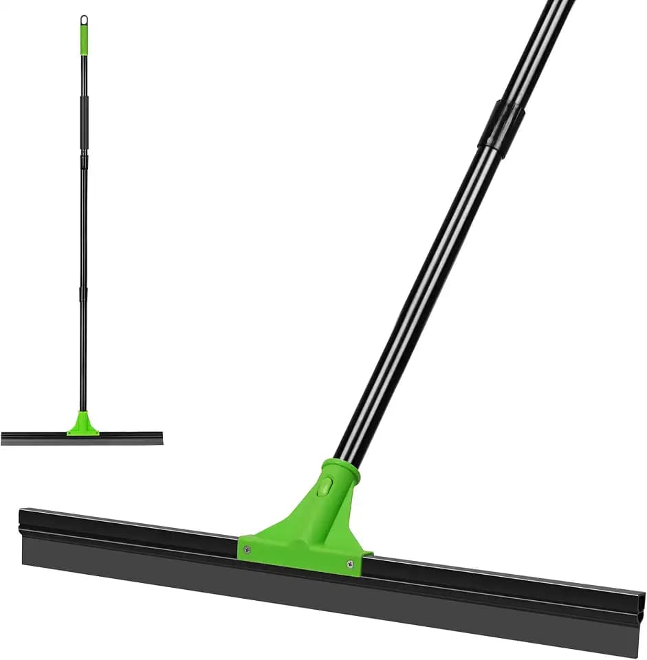 Wasserabzieher Boden mit 60 cm Silikon-Gummi-Schaberkopf & 152,4 cm verstellbarem Griff – ideal für Beton, Fliesen, Glas, Pool, Garage. Vielseitig für Böden & Mehrflächen.