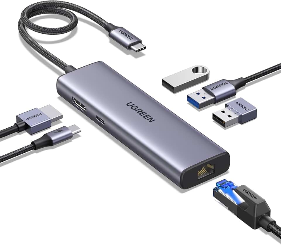 UGREEN USB C Hub Ethernet, Docking Station 4K HDMI, PD100W, 3*USB A 3.0