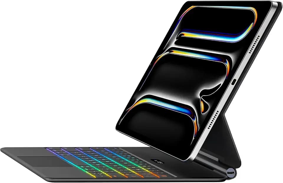 Jibrealg Keyboard Case for iPad Pro 11 Inch (M4 2024 / M5 2025), Ultra-Slim Magic Keyboard with Multi-Touch Trackpad, 7 Colors Backlight, Smart Keyboard for iPad Pro 11 Inch, Black