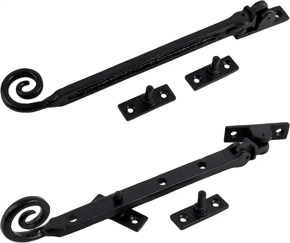 SKANDH Iron Window Casement Stays, Antique Black Powder Coated (10" Inch, Pack of 2)