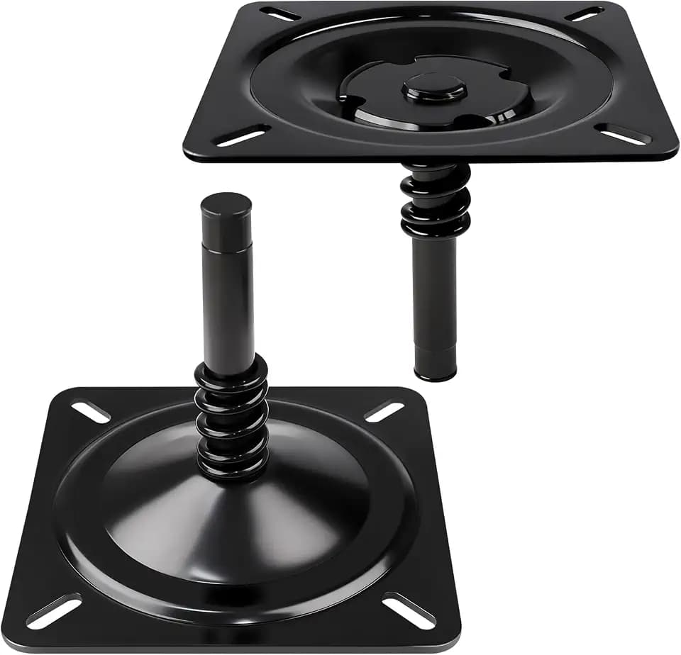 Boat Seat Base Pedestal Universal Mounting Platform, Pre-Drilled Fit 3/4″ Boat Seat Pin Post & Base Mount, Over 2.6 Lbs, 3mm+ Galvanized Steel Marine Coating, 360° Rotation Shock-Absorbing