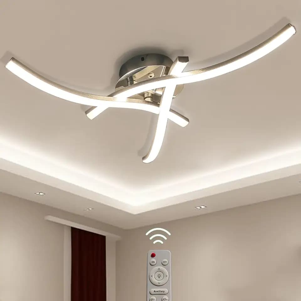 Sweier LED Deckenleuchte, Dimmbar mit Fernbedienung Wellenförmige Deckenlampe, 3 Flammig Modern Deckenleuchte, Eingebaute Platinen 22W 2200Lumen, für Küchen, Schlafzimmer, Wohnzimmer