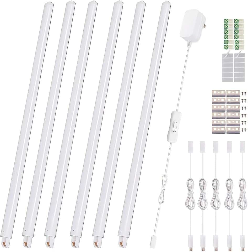 Cefrank Under Cabinet Lighting, 6-Pack 12" Linkable LED Light Bars 3000K