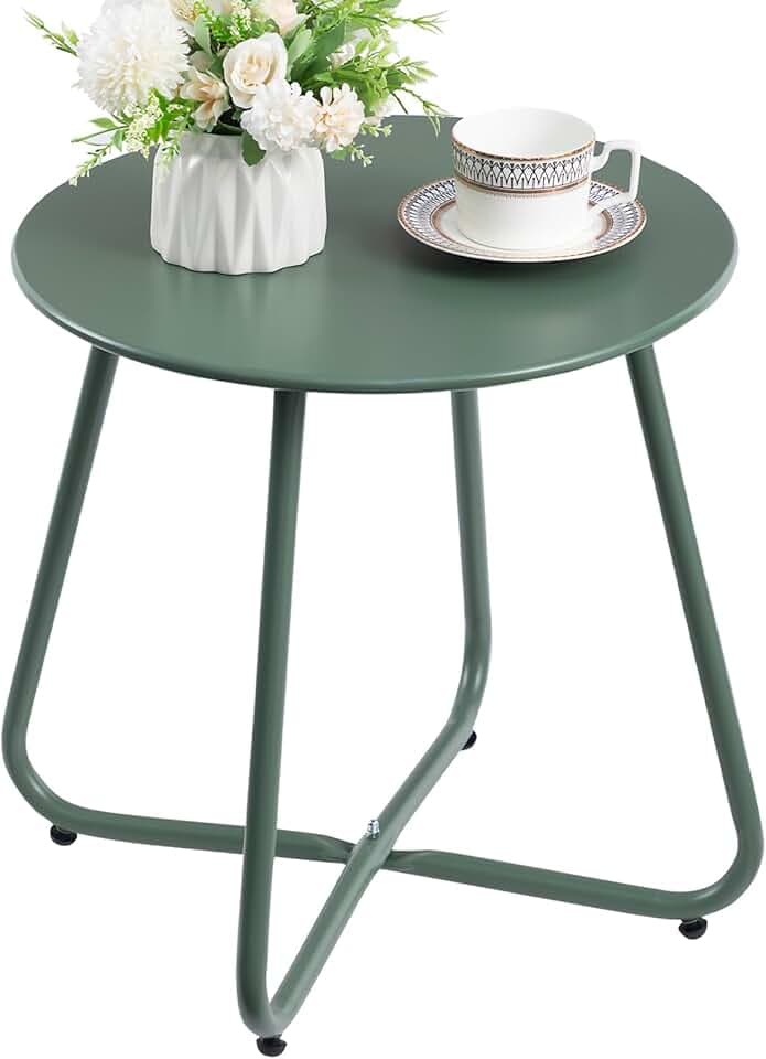 HollyHOME Beistelltisch Outdoor Wetterfest Balkontisch Klein Gartentisch