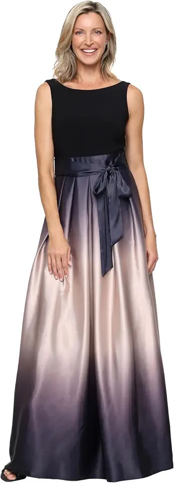 S.L. Fashions Women's Sleeveless Long Satin Mother of The Bride Dress with Pockets, Formal Party Gown