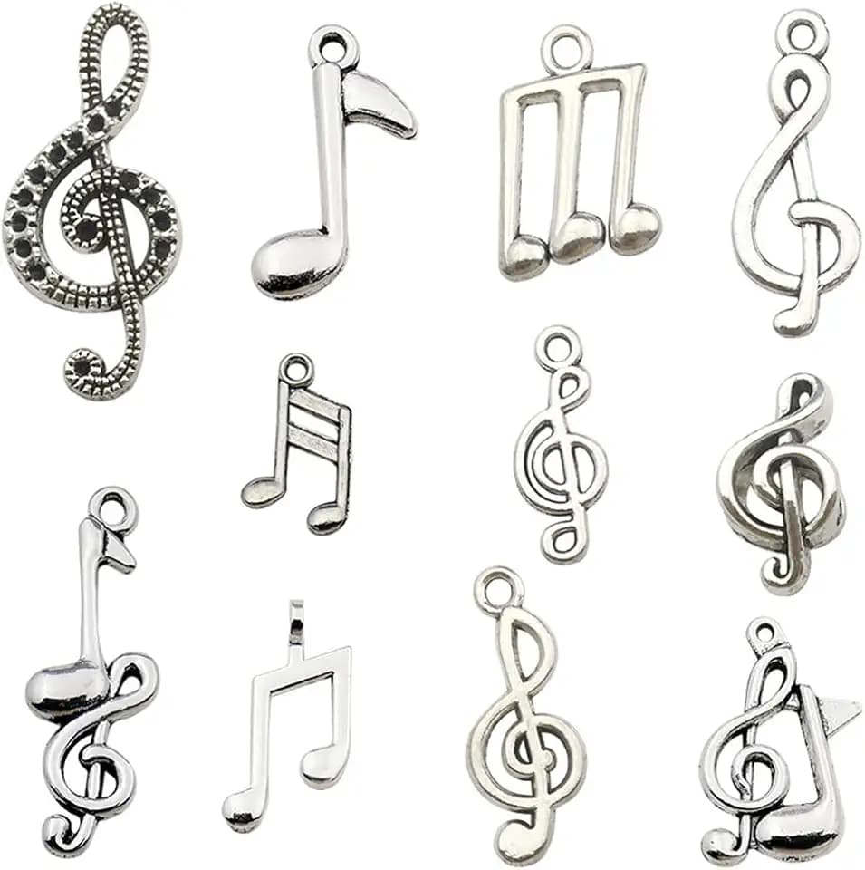 Music Notes Charm,Alloy Multistyle Musical Notation Symbol Charm Pendant Connector for DIY Jewelry Making Accessaries(40pcs)