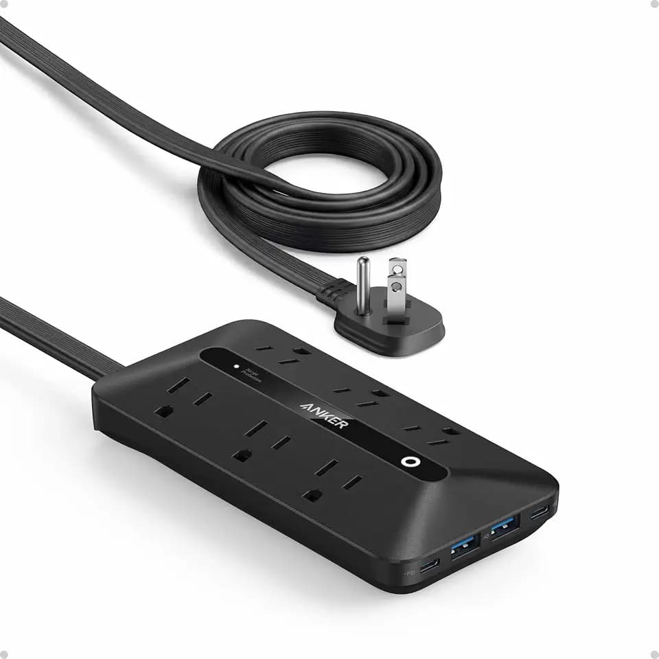 Anker Power Strip with 300J Surge Protector, 10ft Outlet Extender, 20W, 6AC