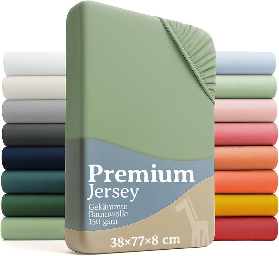 Laleni Premium Spannbettlaken, 38x77cm, für Babybett & Kinderbett, 100% Baumwolle, Oeko-TEX Zertifiziert, 2er Set, Grün