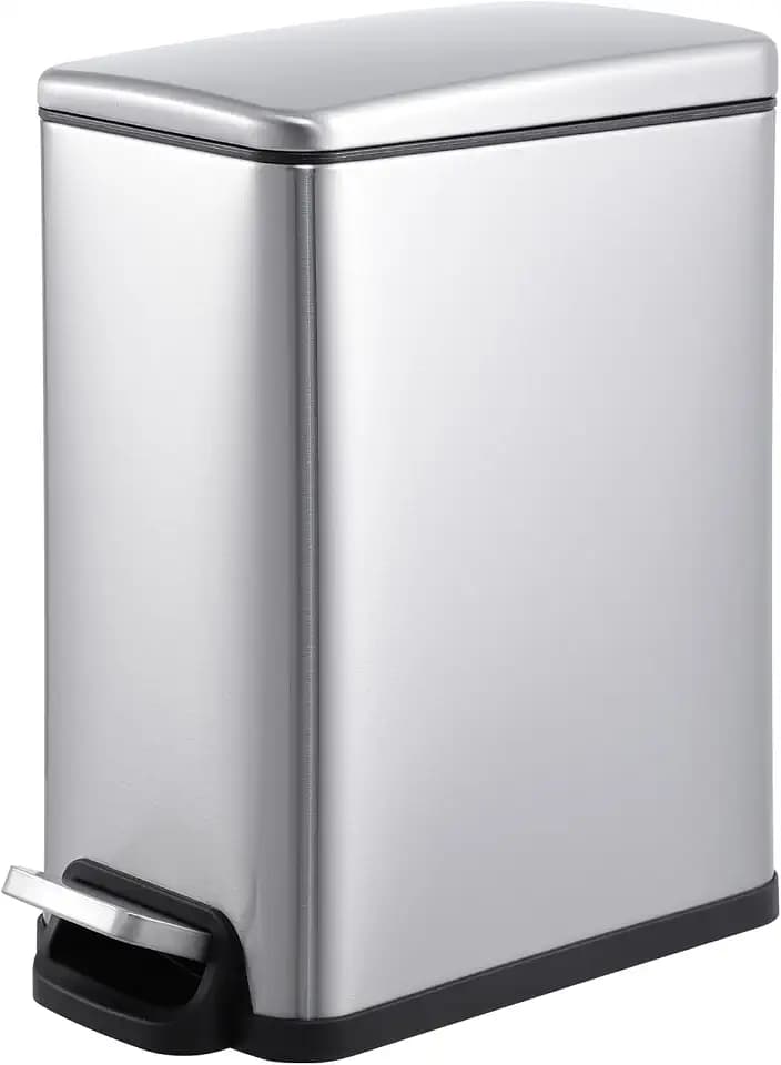 Garvee 2.6 Gallon Small Bathroom Trash Can with Lid, Silver