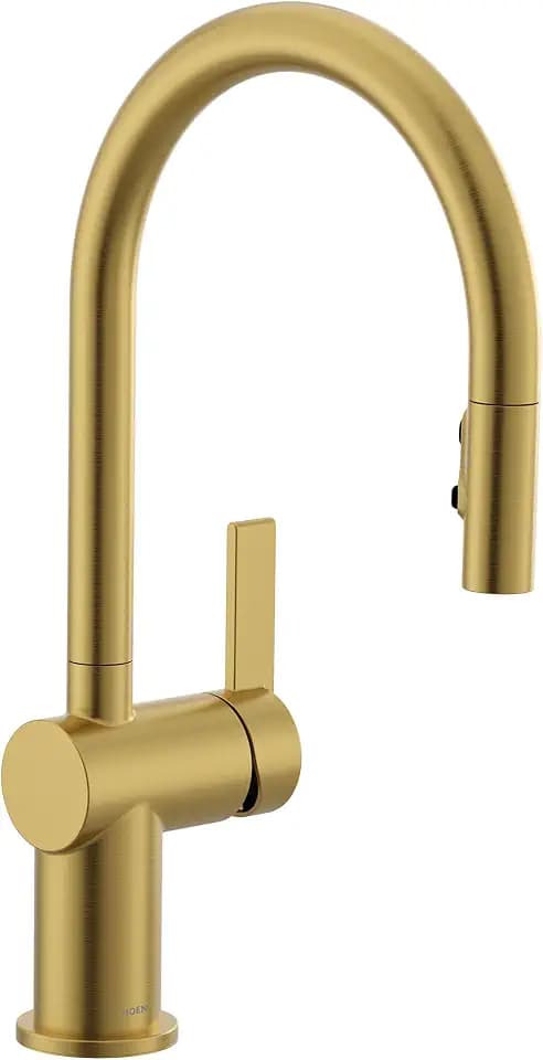 Moen 7622BG Cia Pulldown Kitchen Faucet with Power Boost, Includes Optional Matte Black Accents, Brushed Gold