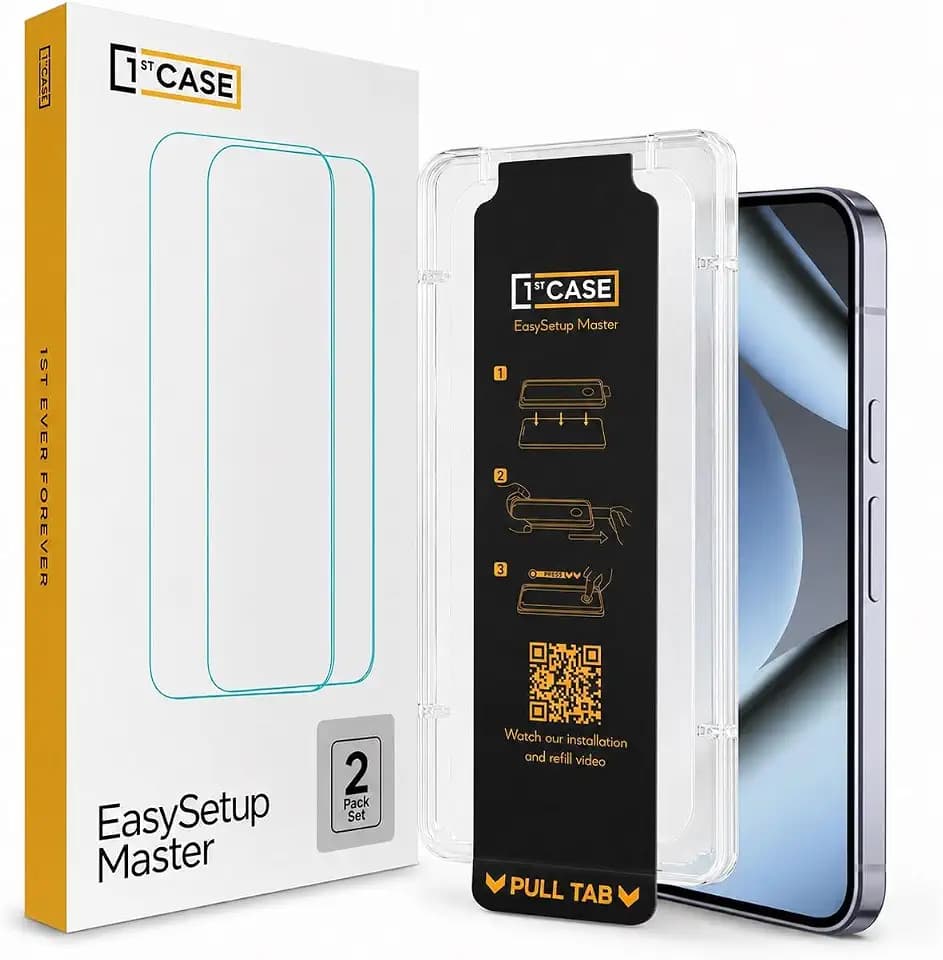 1stcase Tempered Glass [EasySetup Master] Screen Protector [2-pack Set] for Google Pixel 9/9 Pro/10/10 Pro [Case Friendly] - Clear