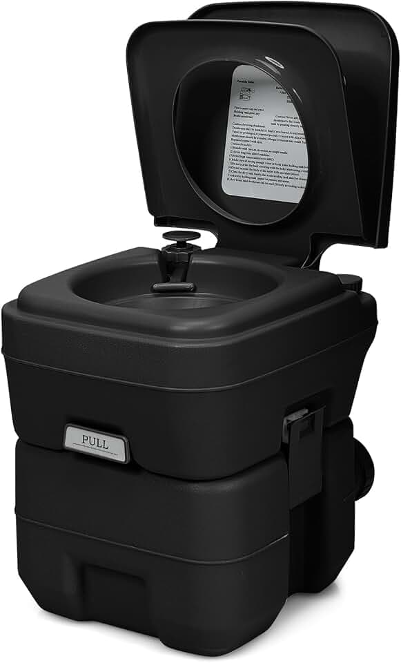 FANTASK 20L Campingtoilette, Reisetoilette tragbar mit abnehmbarem Abwassertank, Mobile Toilette, Campingklo für Reise, Camping und Wohnmobil (Schwarz)