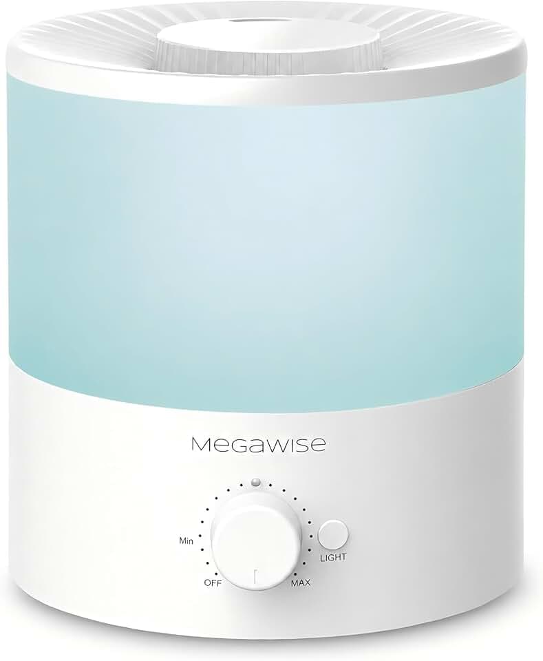 MegaWise Luftbefeuchter 1,8L, Ultraschall-Kaltnebelbefeuchter, leise unter 28 dB, Top-Fill Design, automatische Abschaltung, geeignet für Babyzimmer, Pflanzen, Schlafzimmer & Büro