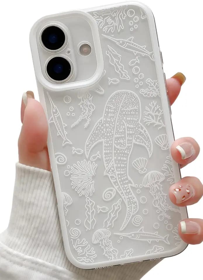 Compatible with iPhone 16 Case Whale Cute Phone Case White