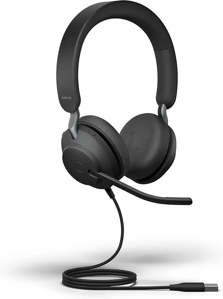 Jabra Evolve2 40 SE Wired Stereo Noise-Cancelling Headset - Features 3-Mic Call Technology and USB-A Cable - Works with All Leading Unified Communications Platforms Such as Zoom & Google Meet - Black