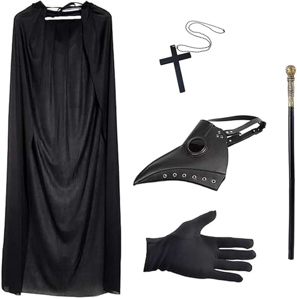 Schwarz Pest Arzt Maske, Retro Leder Vogelmaske, Lange Nase Vogel Schnabel Steampunk Halloween Kostüm Requisiten für Party Karneval Cosplay