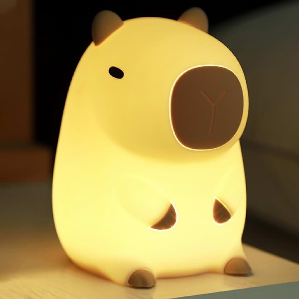 Capybara Nachtlicht Kinder, Capybara Lampe mit Timer Dimmbar Touch Lampe USB Wiederaufladbar Capybara Lampe Baby Nachttischlampe, Baby Stilllicht Kinderzimmer Deko Geschenke Schlaflichter