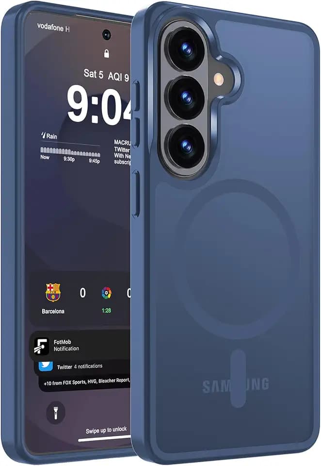 WRJ Magnetic Case for Samsung Galaxy S25/S24 6.2-Inch,Matte Blue