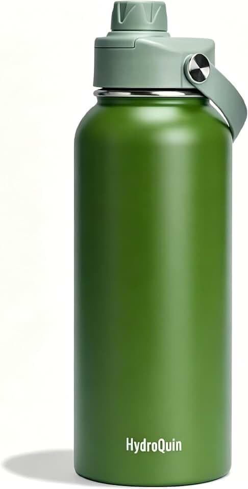 32 oz Insulated Water Bottle Olive Green Stainless Steel Flask