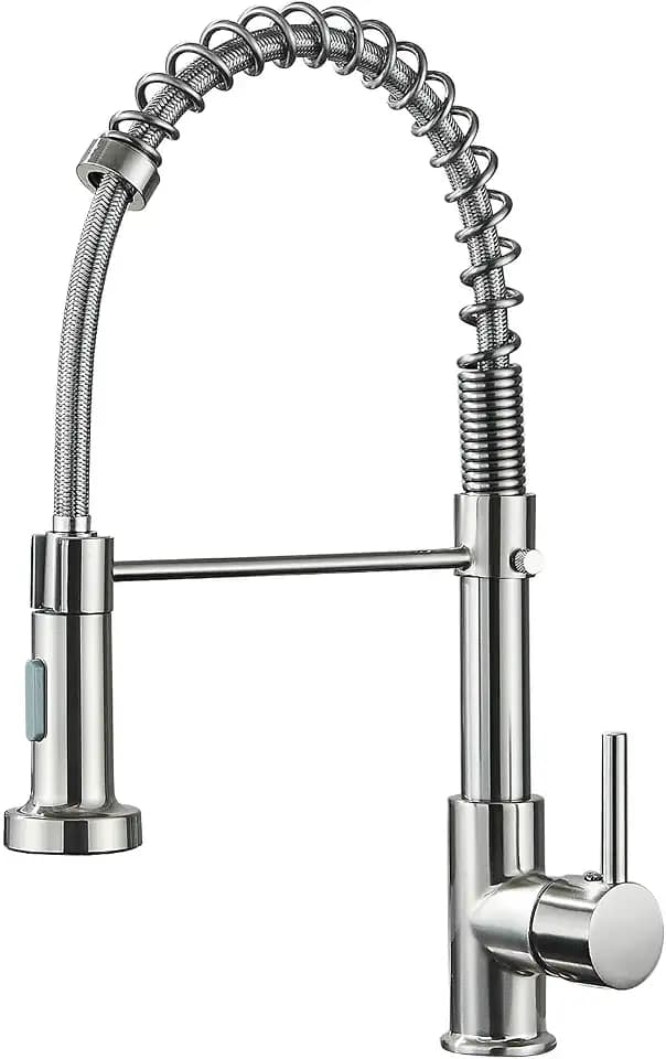 Wasserhahn Küche Edelstahl Herausziehbare Geeignet Gebürstet Zwei Wasserstrahlarten Hochdruck Küchenarmatur mit Brause Ausziehbar, Spültischarmatur 360°Drehung
