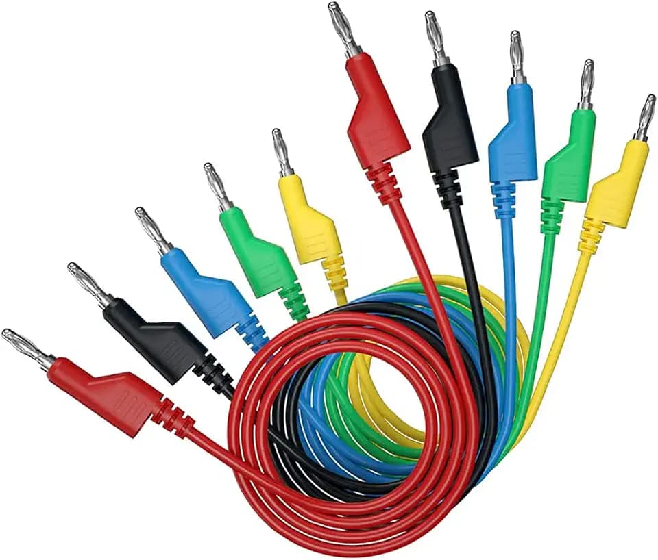 Gebildet 5-teiliges Bananen-auf-Bananenstecker-Messleitungsset, 4mm Stapelbares Bananenstecker-Draht-Prüfkabelkabel für Multimeter, Elektrisches Prüfkabel 1000V/15A(fünf Farben)