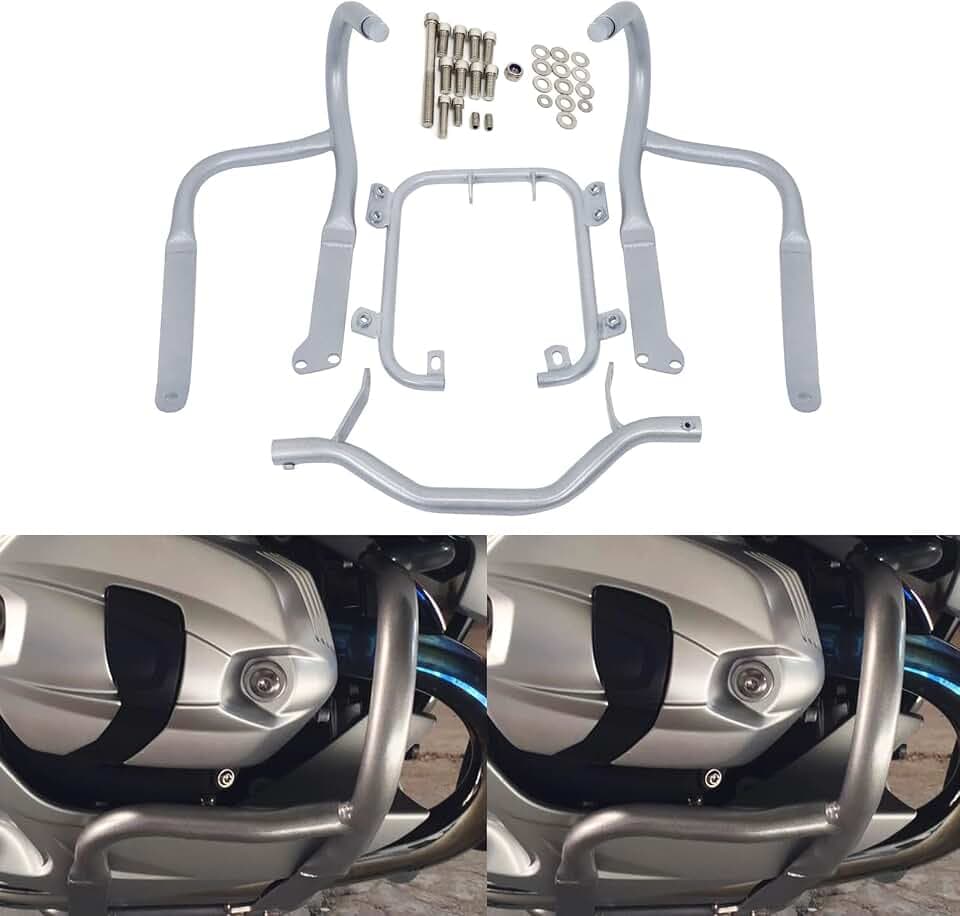 Worldmotop Engine Guard Highway Crash Bar Protector Replacement for BMW R1200RT R 1200RT 2004-2013 (Front-Sliver)