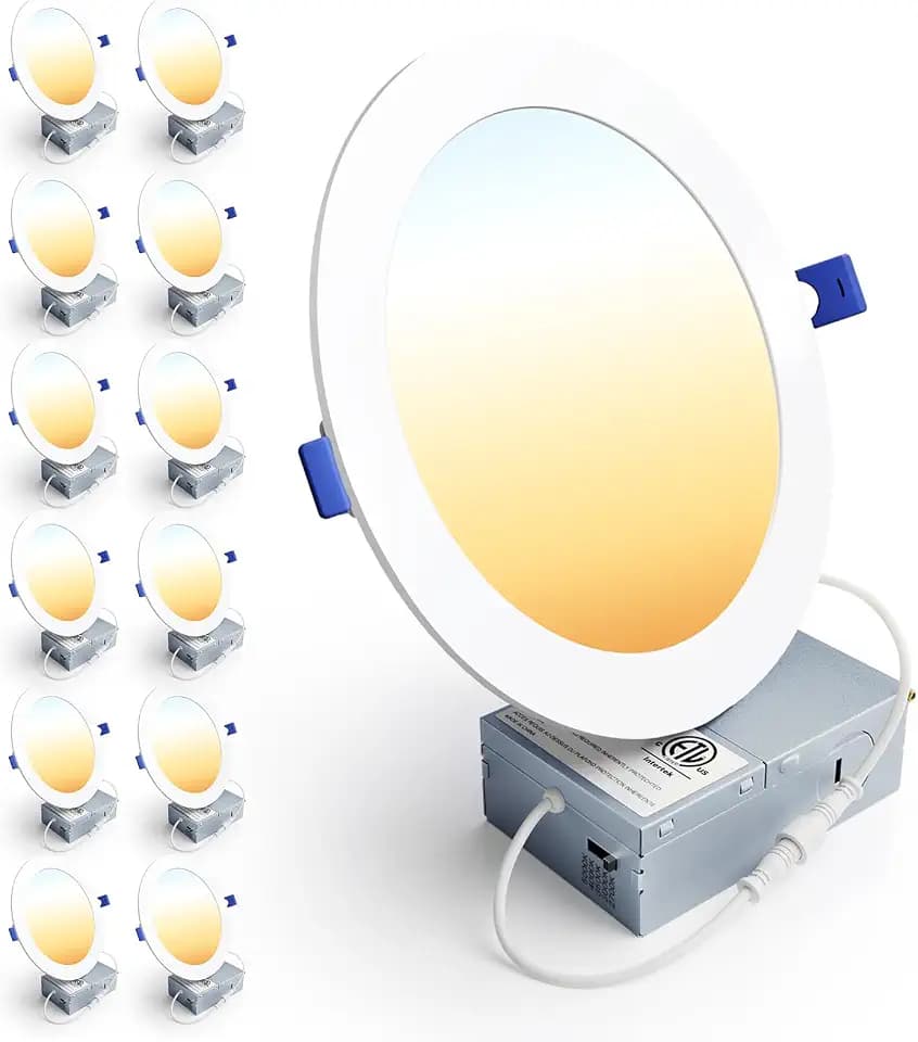 Ensenior 12 Pack 7 Inch LED Recessed Ceiling Light, 5CCT, 1600LM 15W 120V