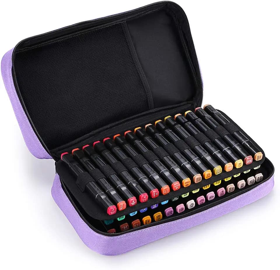 BTSKY Art Marker Carrying Case Lipstick Organizer-60 Slots Canvas Zippered
