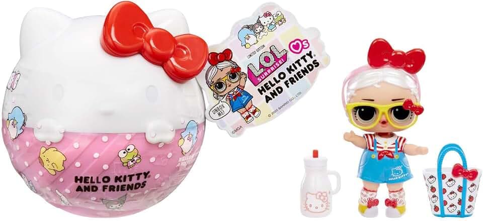 L.O.L. Surprise! Loves Hello Kitty and Friends - 1 Puppe mit 7 Überraschungen, Zufällige Auswahl, 8 Tots zum Sammeln, für Kinder ab 4 Jahren, Pink