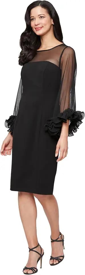 Alex Evenings Womens Short Shift Dress with Embellished Illusion Detail